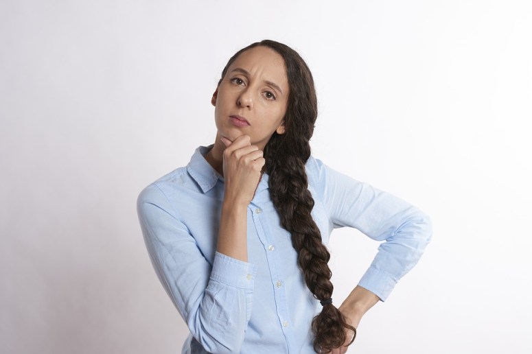 Pretty Desktop Thinking Young Woman Portrait